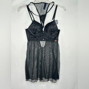 NWT RACHEL Rachel Roy Black Luxe Lace
Babydoll Nightgown Lingerie Sz S